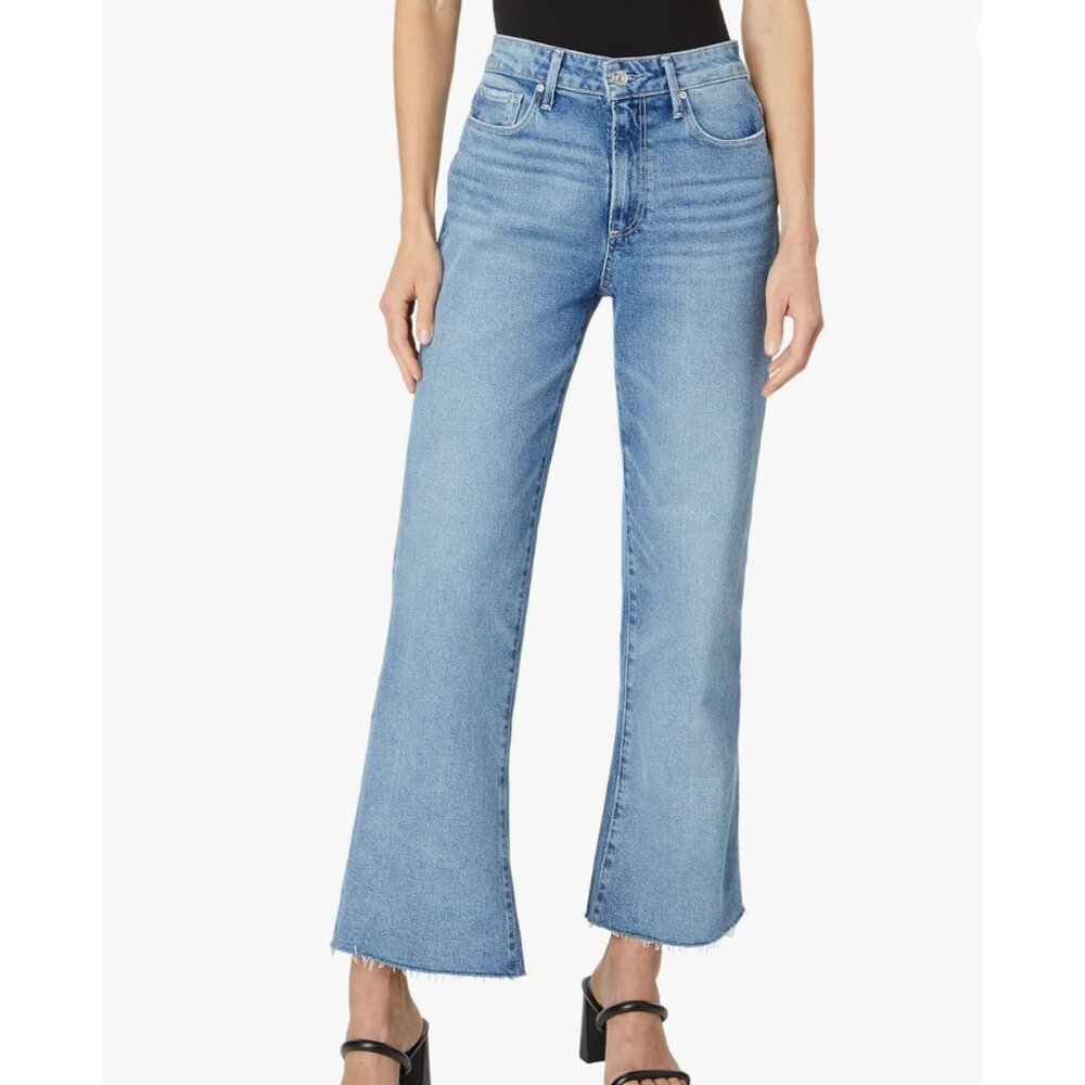 PAIGE Light Blue High-Rise Wide Leg Jeans